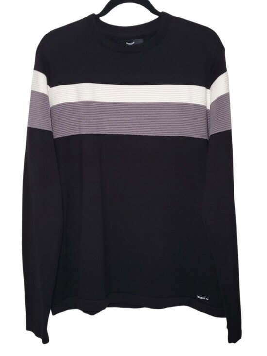 Threadbare Other - Threadbare Mens Black Striped Crew Neck Knit Sweater XL Academia Preppy NEW